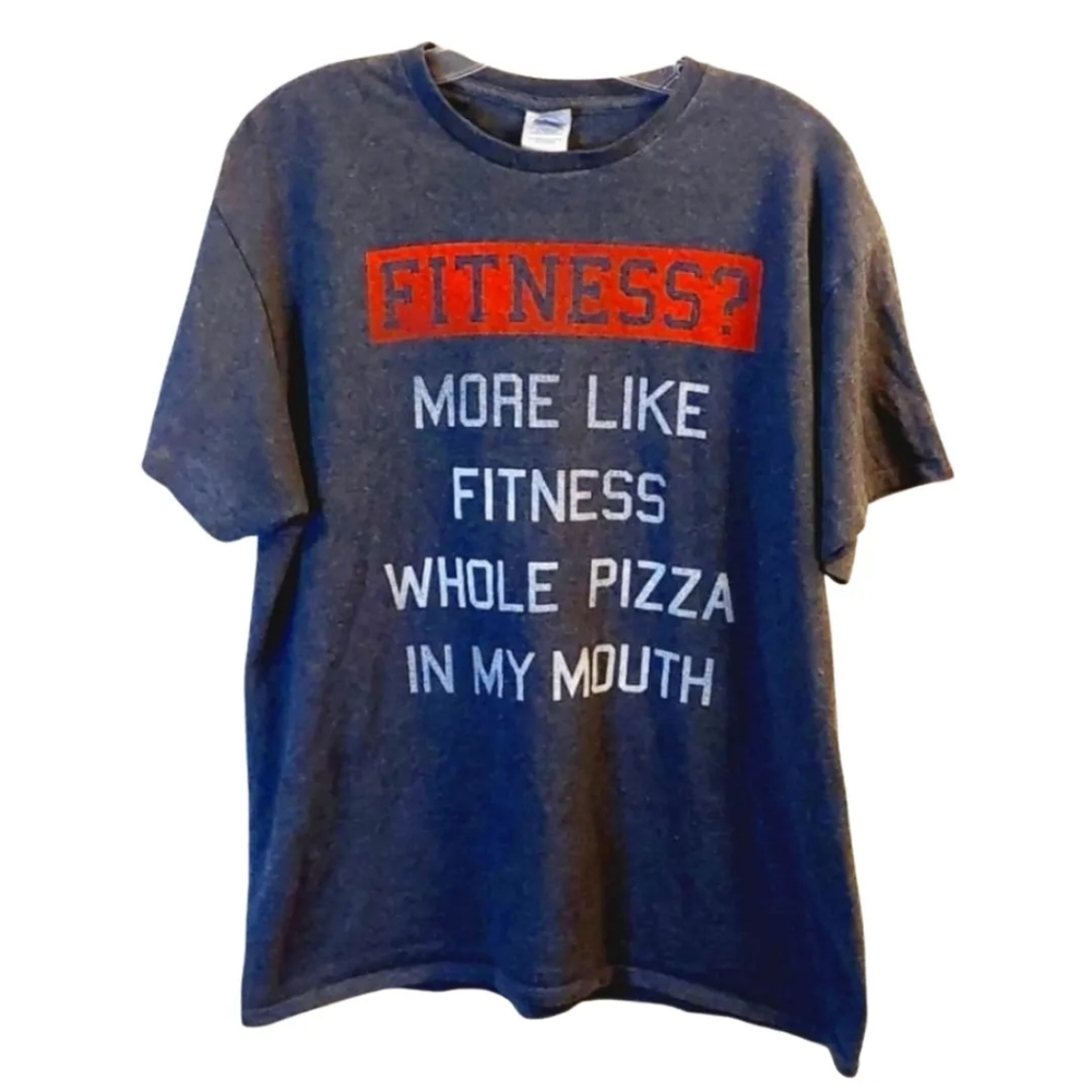 Delta Pro Weight | Women's Fitness Pizza Gym T-Shirt | Size Large | Navy Blue |